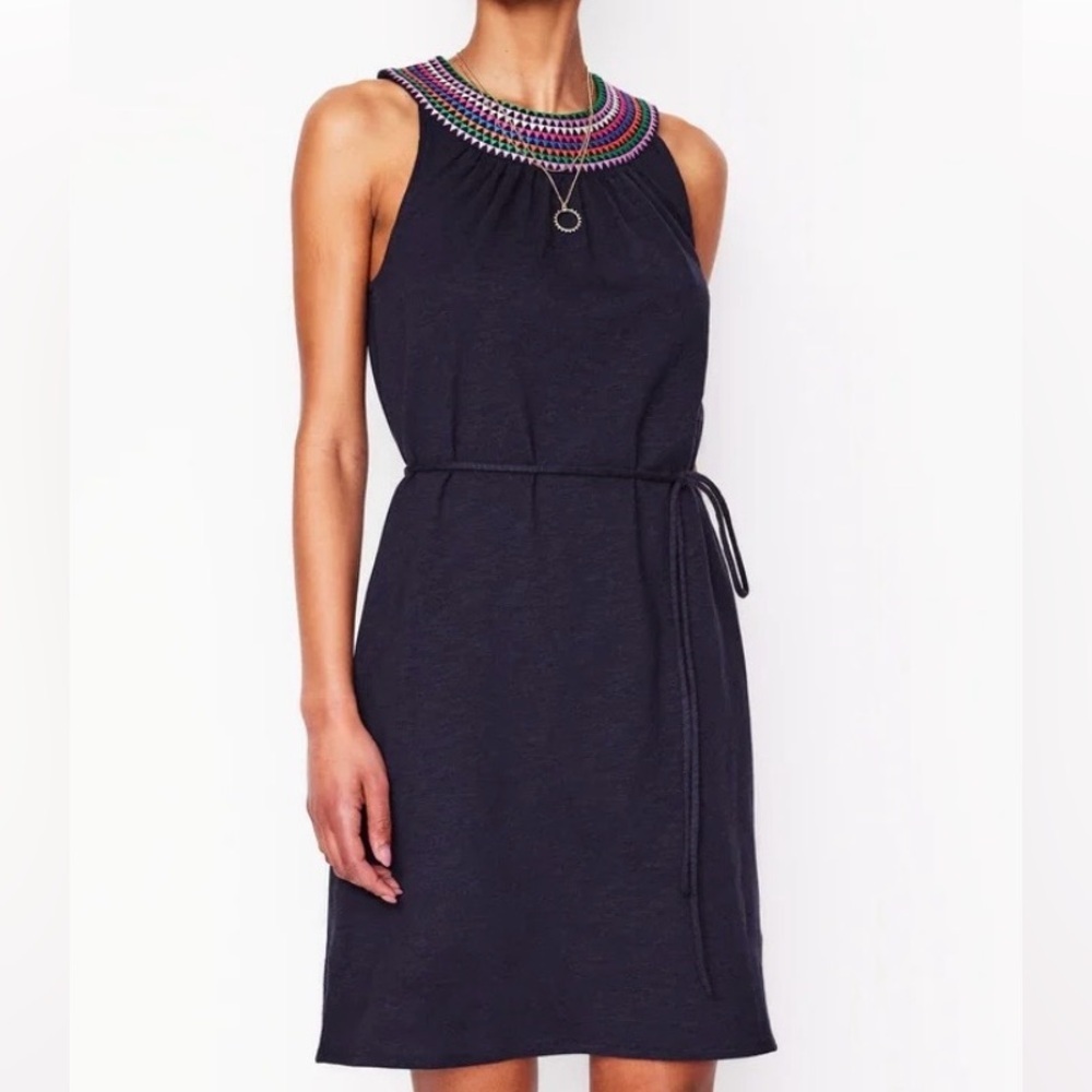 NWT Boden Eleni Embroidered Short Dress Navy Size 16-18L